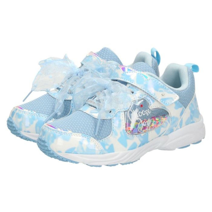 スニーカー 女の子 キッズ 子供靴 幅広 3E 軽量 屈曲ソール 通気性 マジックテープ 通園 通学 かわいい リボン付き Parade パレード 56203