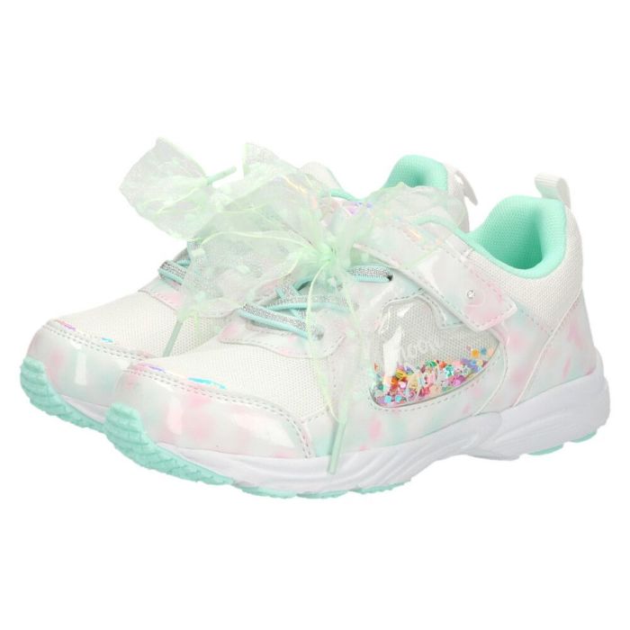 スニーカー 女の子 キッズ 子供靴 幅広 3E 軽量 屈曲ソール 通気性 マジックテープ 通園 通学 かわいい リボン付き Parade パレード 56203