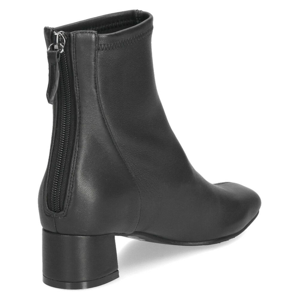 MELMO メルモ 8062 ブーツ ストレッチショートブーツ ショート 靴 本革 2E ファスナー付き チャンキーヒール 防滑ソール スクエアトゥ ブラック オーク