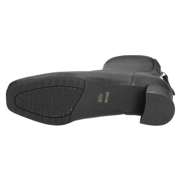 MELMO メルモ 8062 ブーツ ストレッチショートブーツ ショート 靴 本革 2E ファスナー付き チャンキーヒール 防滑ソール スクエアトゥ ブラック オーク