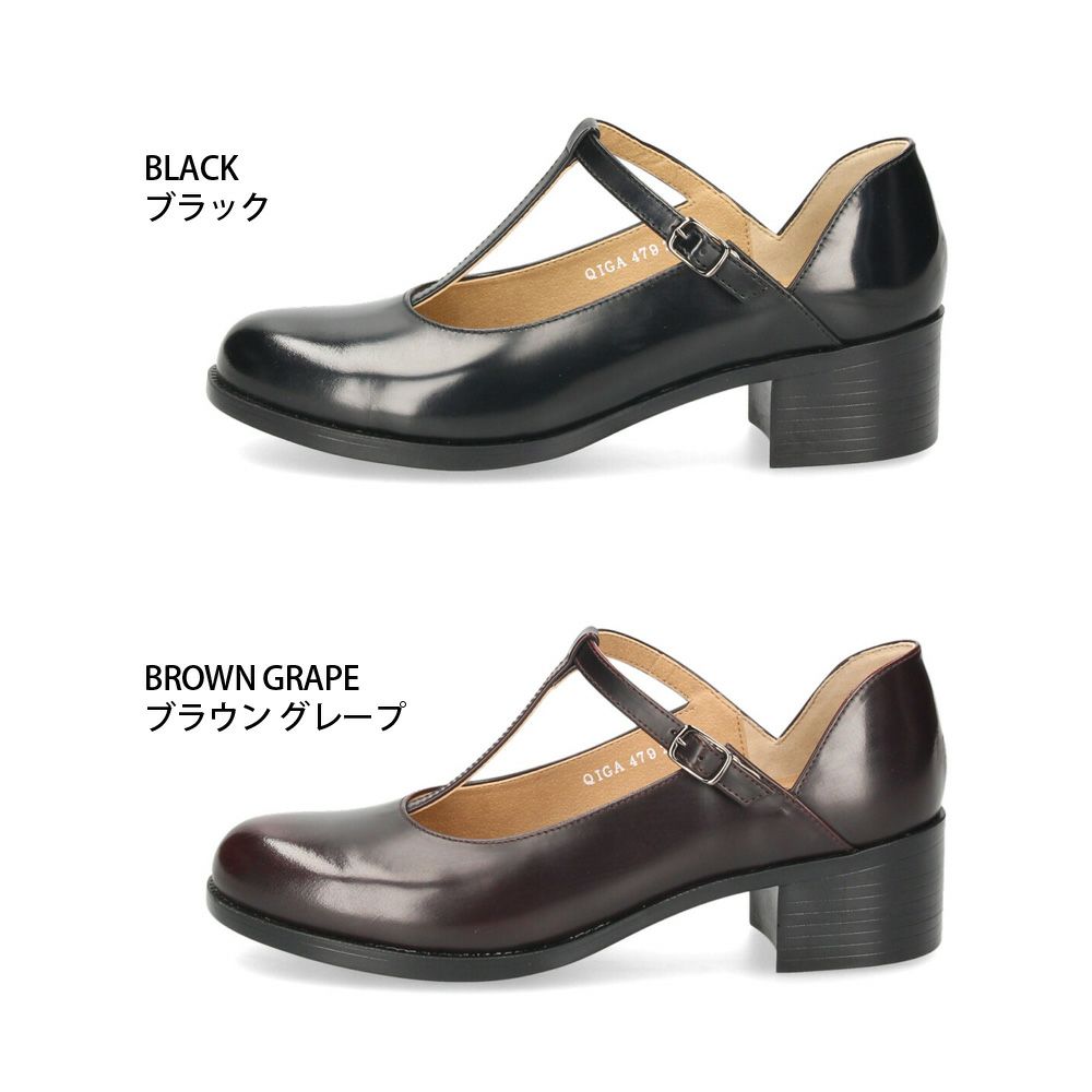 パンプス レディース Tストラップ ヒール ハルタ HARUTA 479 靴 革靴 ブラック ブラウン 3E 太ヒール 日本製 歩きやすい フォーマル カジュアル