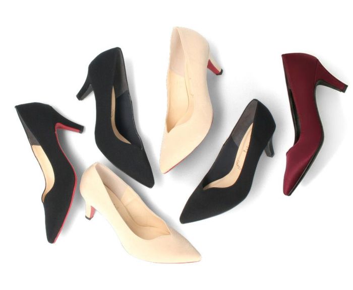 パンプス ブラック 黒 ベージュ ワイン ハイヒール ポインテッドトゥ Vカット サテン 光沢 178 メタルルージュ 7センチ ヒール レッドソール ブラックソール 