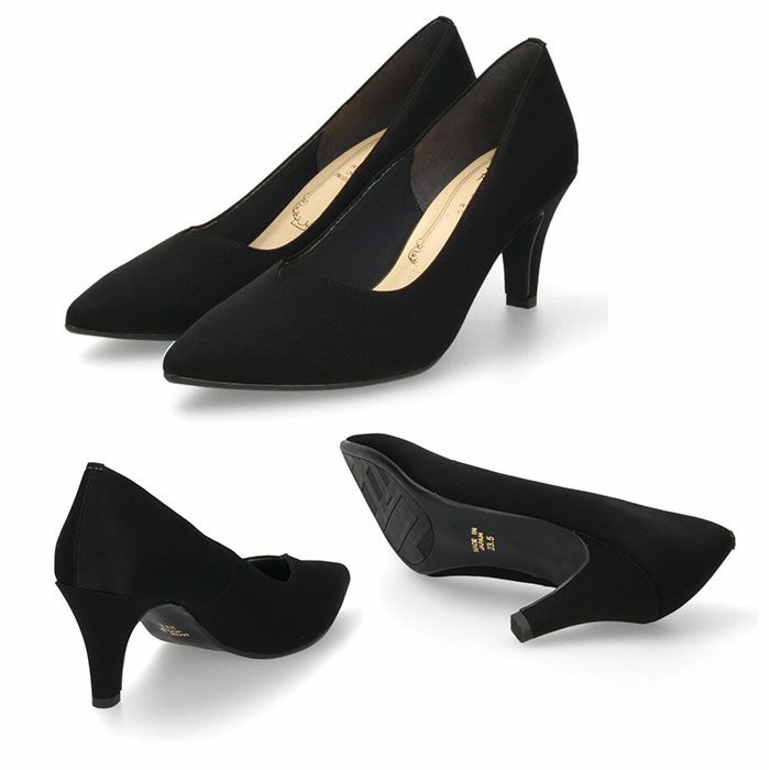 パンプス ブラック 黒 ベージュ ワイン ハイヒール ポインテッドトゥ Vカット サテン 光沢 178 メタルルージュ 7センチ ヒール レッドソール ブラックソール 