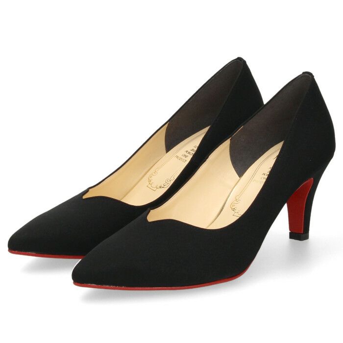 パンプス ブラック 黒 ベージュ ワイン ハイヒール ポインテッドトゥ Vカット サテン 光沢 178 メタルルージュ 7センチ ヒール レッドソール ブラックソール 