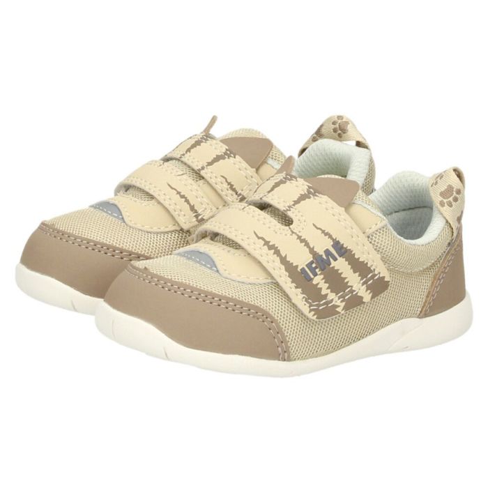 イフミー ベビーシューズ キッズ ねこちゃん スニーカー ベルクロ ワンベルト 子ども靴 履きやすい ベージュ ホワイト グレー IFME 20-5305 屈曲性 グリップ性 軽量 抗菌防臭