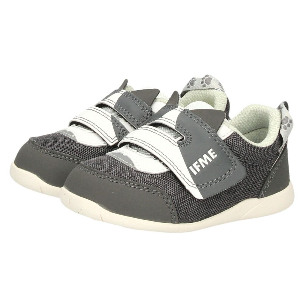イフミー ベビーシューズ キッズ ねこちゃん スニーカー ベルクロ ワンベルト 子ども靴 履きやすい ベージュ ホワイト グレー IFME 20-5305 屈曲性 グリップ性 軽量 抗菌防臭