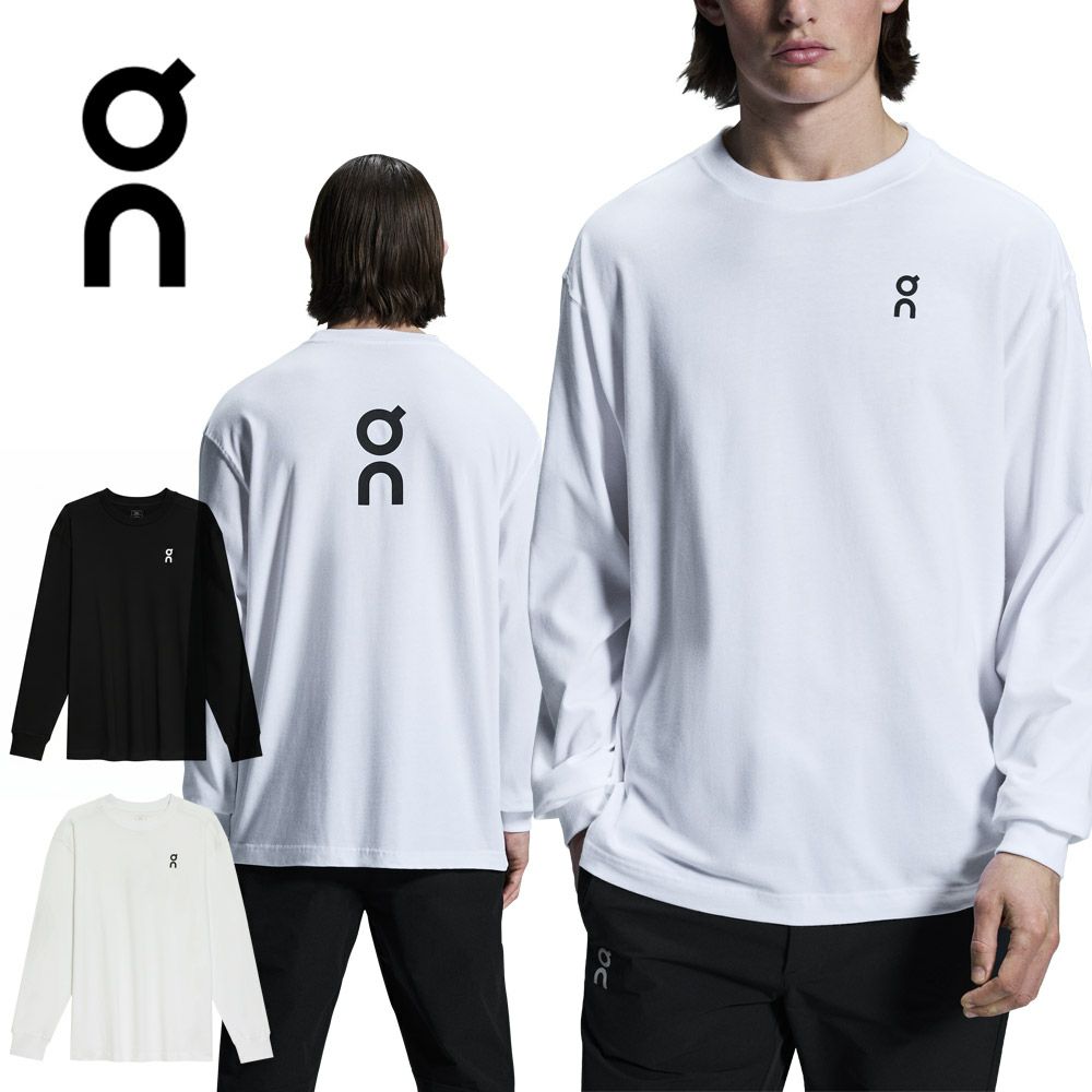 ON Club Long-T クラブロングT 120069 White 120553 Black メンズ Tシャツ 長袖 ロンT カジュアル タウンユース デイリーユース ウェア アパレル トップス ロゴT