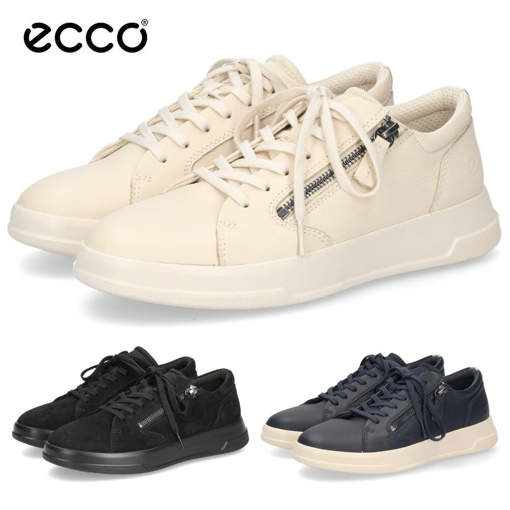 エコー ecco スニーカー レザースニーカー レディース 靴 223813 MOVE W ZIP LACE SNEAKER 本革 サイドジップ レースアップ コンフォートシューズ  快適な履き心地 カジュアル