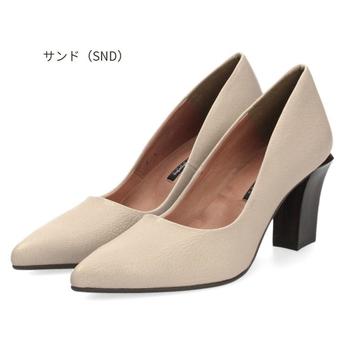 パンプス ハイヒール 黒 本革 ラボキゴシ ワークス 12680 ブラック ベージュ サンド 太ヒール ポインテッドトゥ レディース 靴 日本製 RABOKIGOSHI works