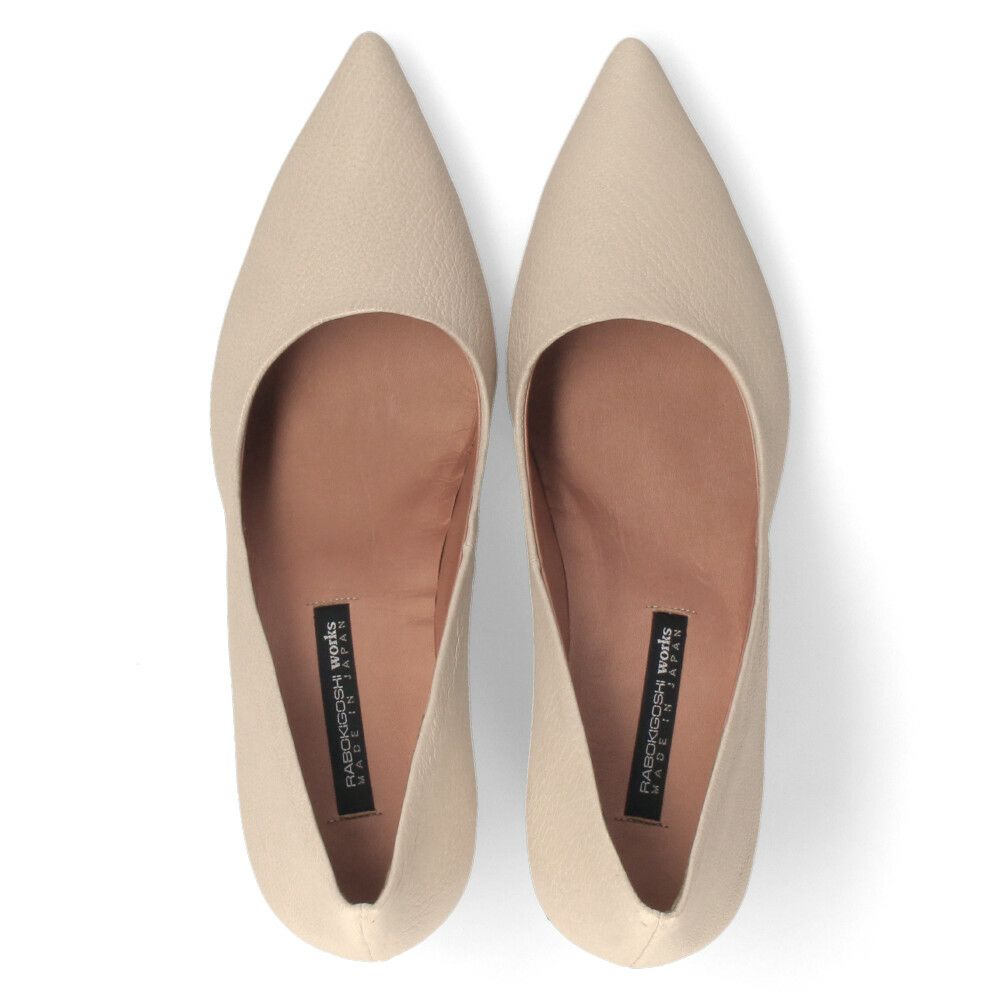 パンプス ハイヒール 黒 本革 ラボキゴシ ワークス 12680 ブラック ベージュ サンド 太ヒール ポインテッドトゥ レディース 靴 日本製 RABOKIGOSHI works