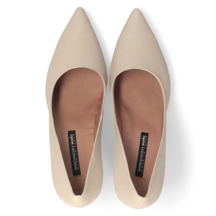 パンプス ハイヒール 黒 本革 ラボキゴシ ワークス 12680 ブラック ベージュ サンド 太ヒール ポインテッドトゥ レディース 靴 日本製 RABOKIGOSHI works