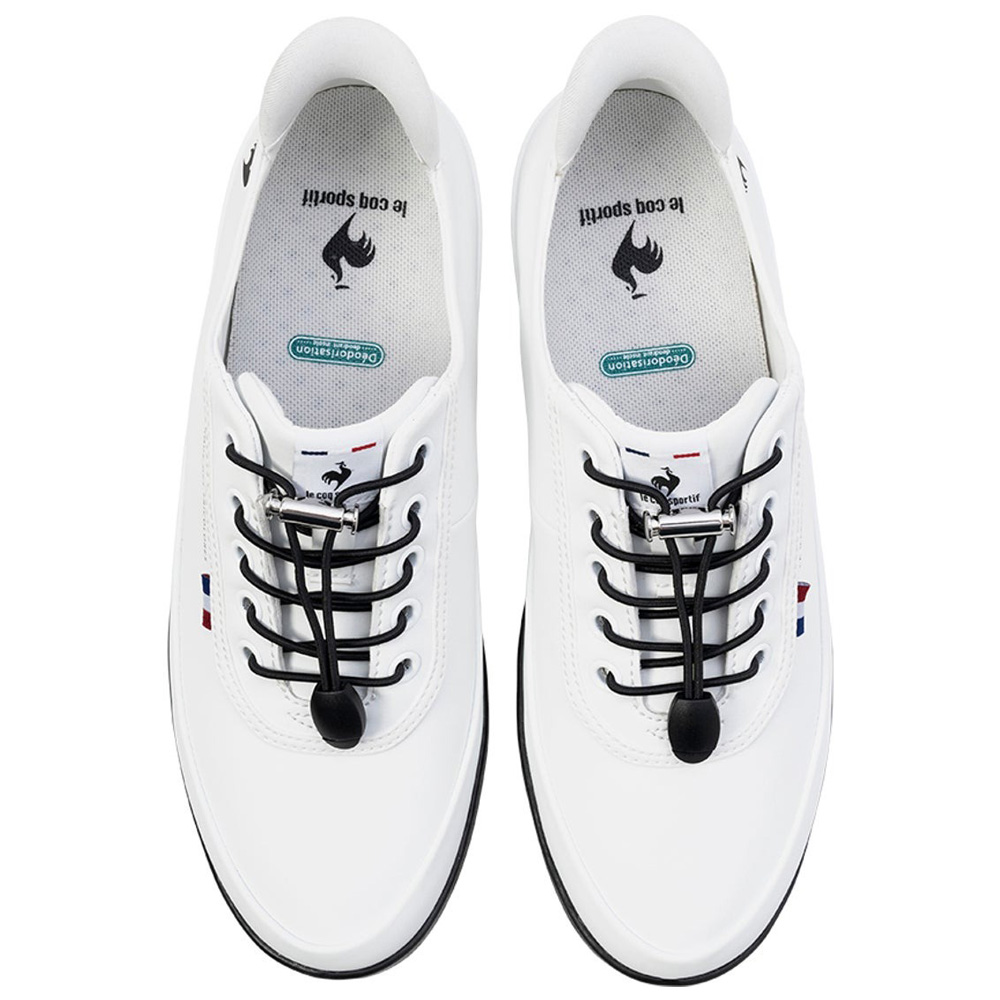 ルコックスポルティフ スニーカー レディース 防水 晴雨兼用 ハンズフリー さっと履ける 軽量 消臭 le coq sportif LCS アルマ レイン SI LU5SRS26LZ NEXTEP 白 ホワイト