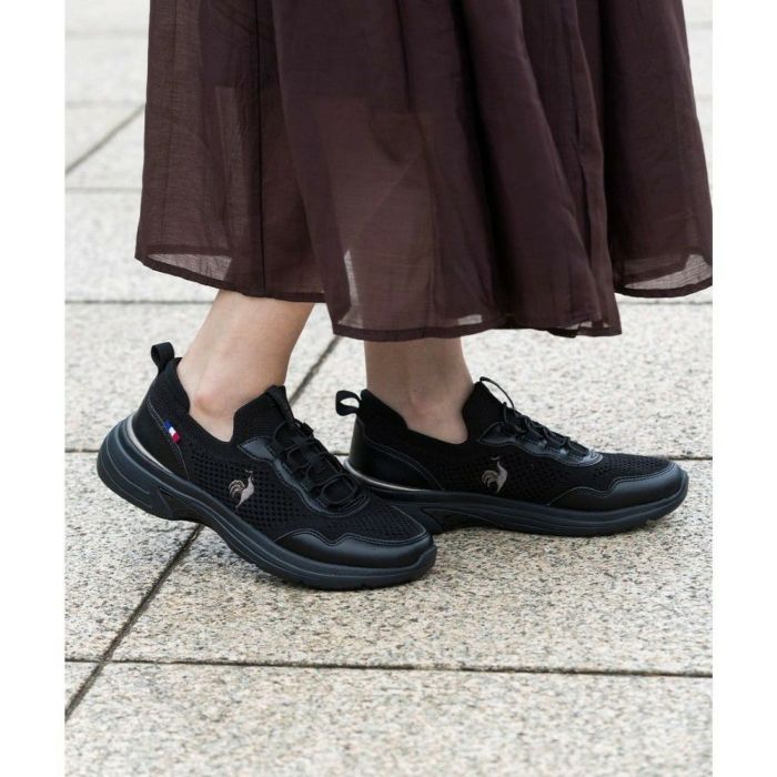 ルコック スポルティフ レディース スニーカー 3E ワイド 軽量 消臭機能 撥水 幅広 LCS ロレーヌ 12 靴 le coq sportif LCS LORRAINE 12 ブラック ホワイト きれいめ