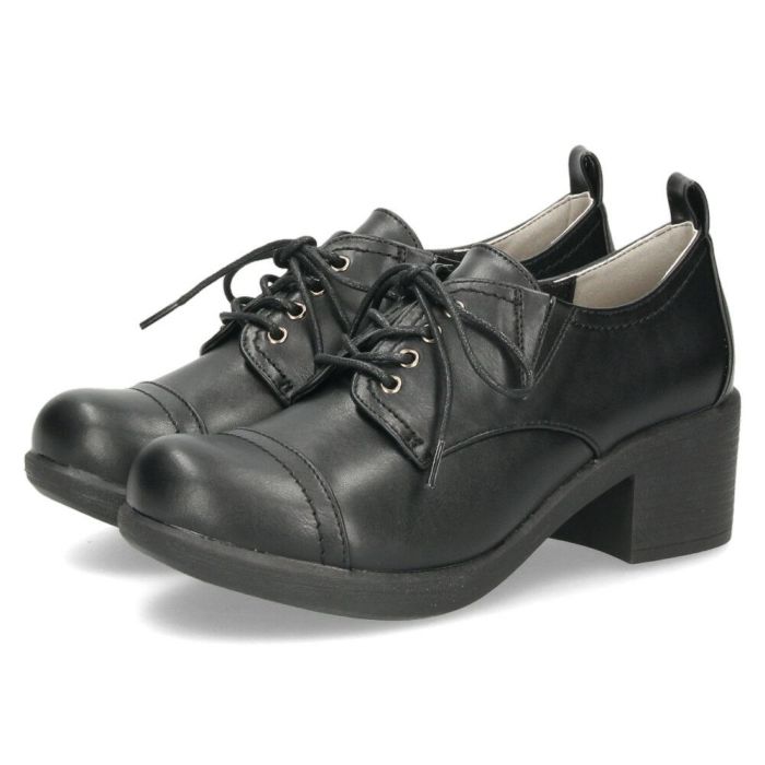 byあしながおじさん レースアップシューズ レディース 8980437 靴 厚底 ヒール レースアップ ラウンドトゥ 歩きやすい 痛くない ゆったり 黒 ブラック