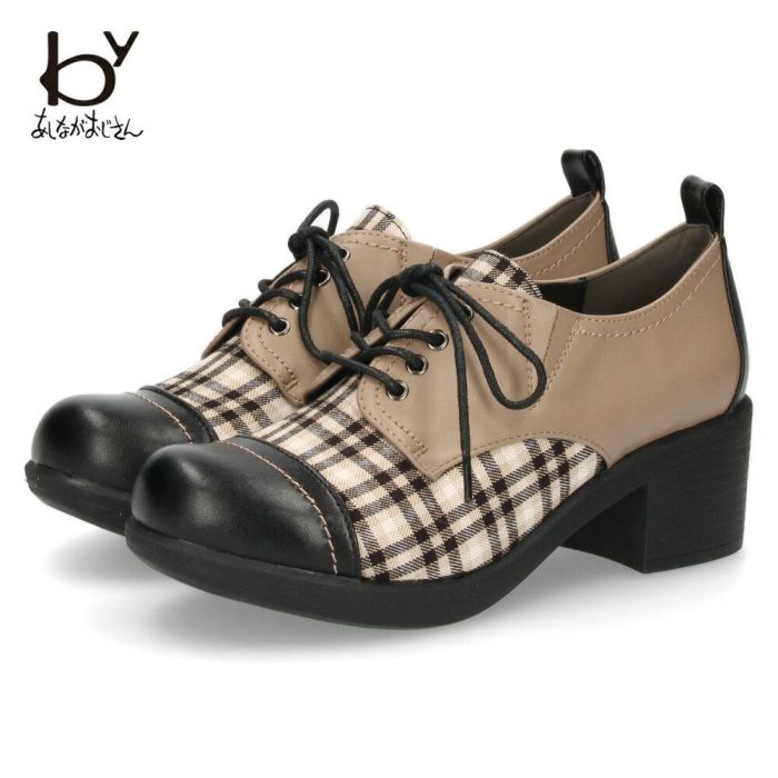 レースアップシューズ レディース ｂｙあしながおじさん 幅広 マニッシュ 980436  靴 ローカット シューズ 厚底 ゆったり