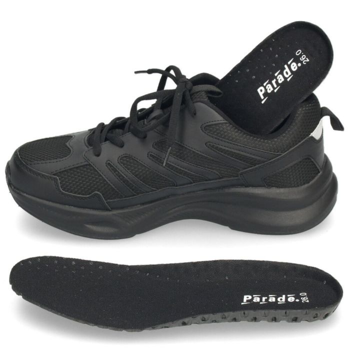 スニーカー メンズ 紐 靴 撥水加工 4E 幅広 ローカット 軽量 通勤 通学 ウォーキング ブラック ホワイト Parade パレード 58303