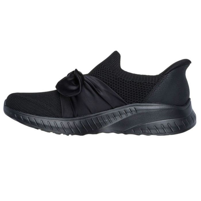 スケッチャーズ スリップインズ レディース スリッポン スニーカー ブラック 黒 オフホワイト ボブス スポート スクワッド カオス インスパイア アウェイ ノーマル幅 リボン SKECHERS 117630 Parade限定商品